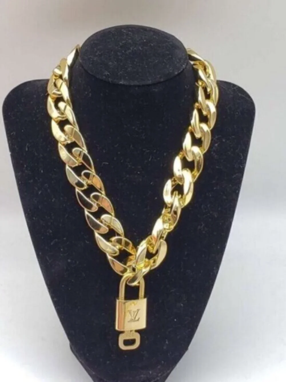 Gold-Plated Necklace with Authentic Louis Vuitton Padlock